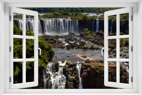 Fototapeta Naklejka Na Ścianę Okno 3D - Two-step water fall at Iguazu National Park on Argentina Brazil border