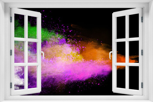 Fototapeta Naklejka Na Ścianę Okno 3D - launched colorful powder over black