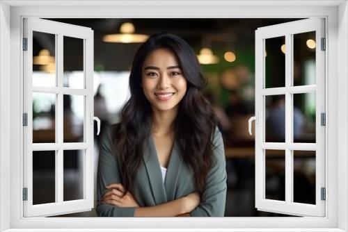 Portrait of a beautiful Asian businesswoman smiling at the camera.Generative Ai