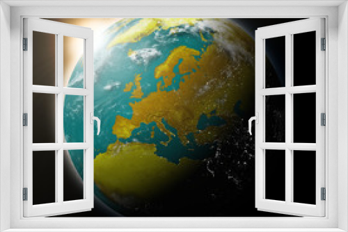 Fototapeta Naklejka Na Ścianę Okno 3D - Sun over Europe on planet Earth