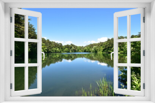 Fototapeta Naklejka Na Ścianę Okno 3D - 水面が鏡のような福島県・五色沼湖沼群