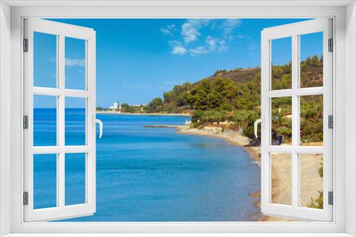 Fototapeta Naklejka Na Ścianę Okno 3D - Summer sea coast morning landscape (Kassandra peninsula, Halkidiki, Greece).