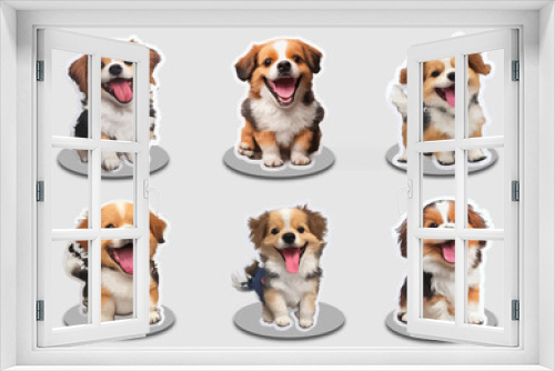 Fototapeta Naklejka Na Ścianę Okno 3D - Unique best happy baby dog sticker. Cute beagle dog stickers pack