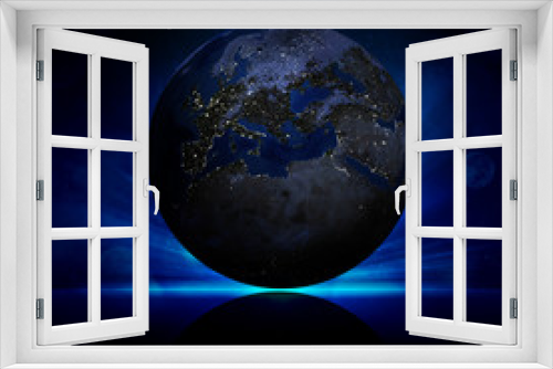 Fototapeta Naklejka Na Ścianę Okno 3D - Earth planet on a reflective surface
