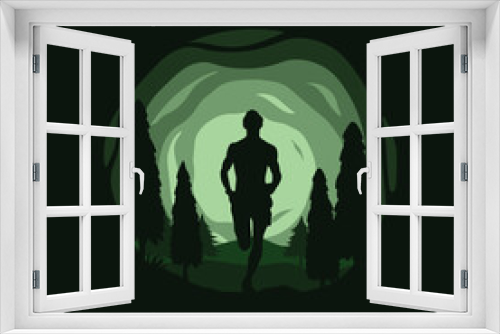 Fototapeta Naklejka Na Ścianę Okno 3D - Vector marathon runner silhouette