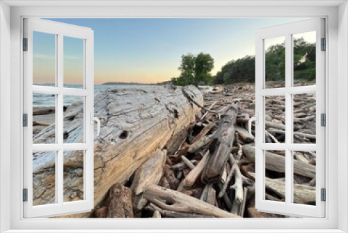 Fototapeta Naklejka Na Ścianę Okno 3D - stump on the shore