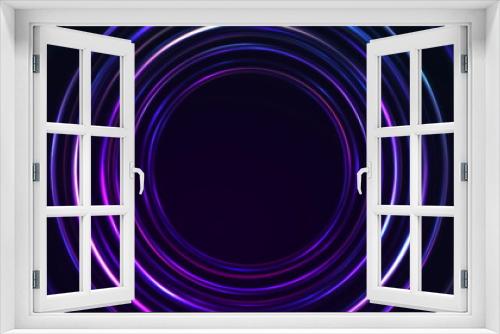 Fototapeta Naklejka Na Ścianę Okno 3D - Blue violet neon laser rings abstract background