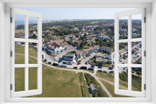 Fototapeta Naklejka Na Ścianę Okno 3D - Drone aerial view of  Broadstairs town from botaby bay beach Kent United Kingdom