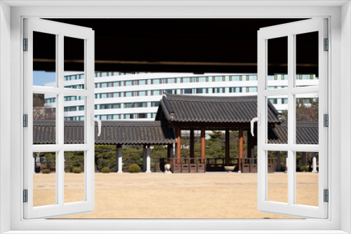 Fototapeta Naklejka Na Ścianę Okno 3D - Inside of Hwangnyongsa temple in Gyeongju South Korea