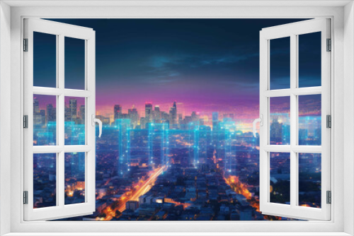 Multidimensional City Lights at Twilight. Generative AI
