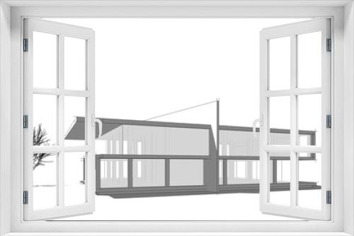 Fototapeta Naklejka Na Ścianę Okno 3D - Sketch of modern building