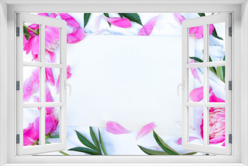 Fototapeta Naklejka Na Ścianę Okno 3D - Beautiful flowers-pink peonies on a white monochrome background.