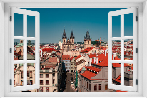 Fototapeta Naklejka Na Ścianę Okno 3D - Summer panoramic view of Prague architecture