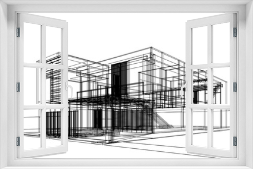 Fototapeta Naklejka Na Ścianę Okno 3D - Modern house sketch 3d illustration