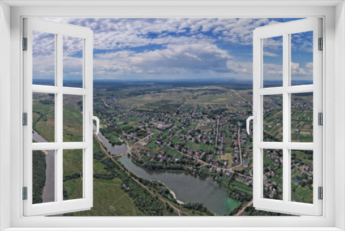 Fototapeta Naklejka Na Ścianę Okno 3D - Aerial drone view panorama Sluch river in Rivne region, Ukraine.