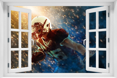 Fototapeta Naklejka Na Ścianę Okno 3D - American football player banner . Template for bookmaker ads with copy space. Mockup for betting advertisement. Sports betting, football betting, gambling, bookmaker, big win