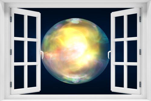 Fototapeta Naklejka Na Ścianę Okno 3D - Abstract ball sphere planet iridescent energy transparent glass magic with energy waves in the core abstract background
