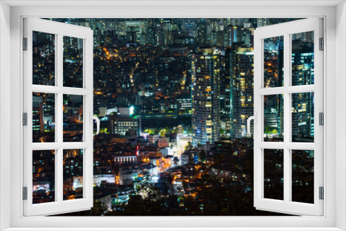 Fototapeta Naklejka Na Ścianę Okno 3D - The night view of Seoul in Korea