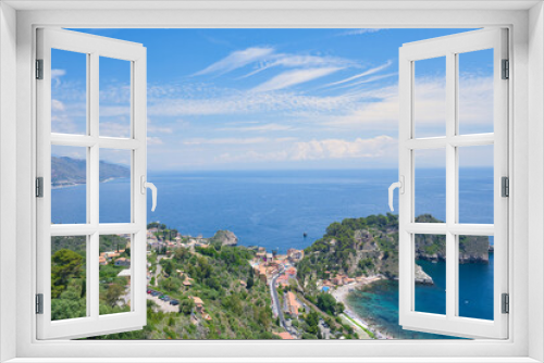 Fototapeta Naklejka Na Ścianę Okno 3D - View of Isola Bella in Taormina, Sicily, Italy, blue sea