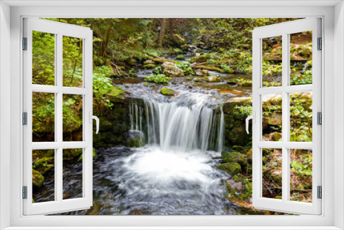 Fototapeta Naklejka Na Ścianę Okno 3D - Cascade waterfall in summer Jeseniky forest, Czechia