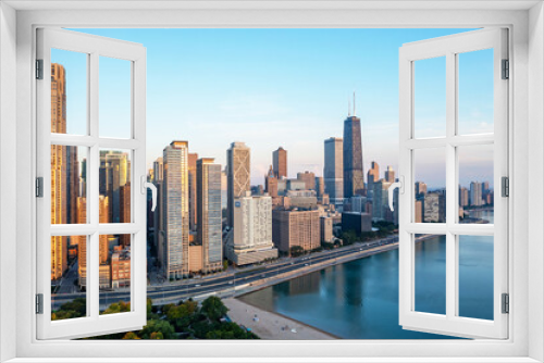 Fototapeta Naklejka Na Ścianę Okno 3D - Aerial Chicago skyline