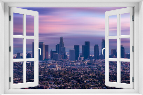 Fototapeta Naklejka Na Ścianę Okno 3D - Aerial view of downtown Los Angeles city skyline, 