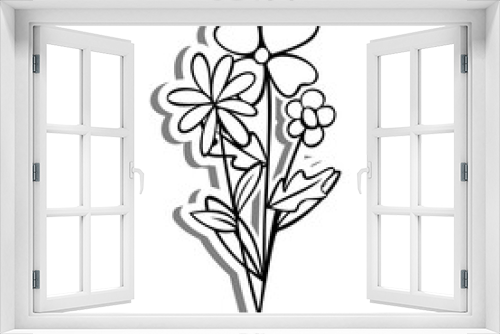 Fototapeta Naklejka Na Ścianę Okno 3D - Three Flowers on white silhouette and gray shadow. Vector illustration for decoration or any design.