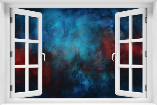 Captivating abstract painting with blue and red hues resembling outer space.