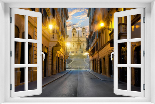 Fototapeta Naklejka Na Ścianę Okno 3D - Street with road to Spanish Stairs in Rome, Italy