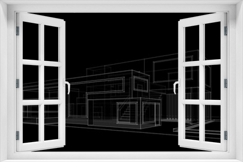 Fototapeta Naklejka Na Ścianę Okno 3D - Modern house sketch 3d illustration