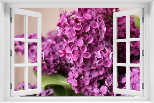 Fototapeta Naklejka Na Ścianę Okno 3D - Beautiful blooming lilac flowers on blurred background, closeup