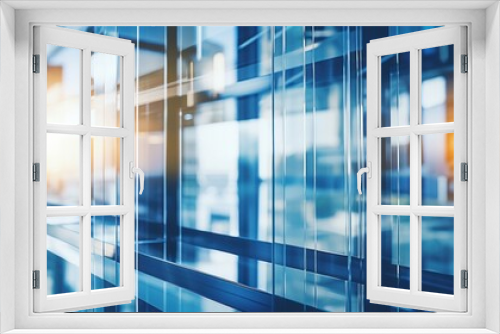 Business office featuring glass curtain windows that beautifully capture the sunlight's flare.