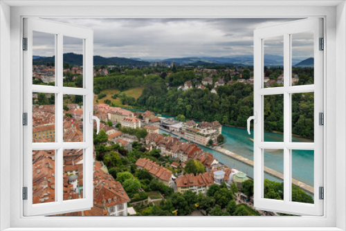 view from Berner Münster over the oldtown of Bern with Aare in summer