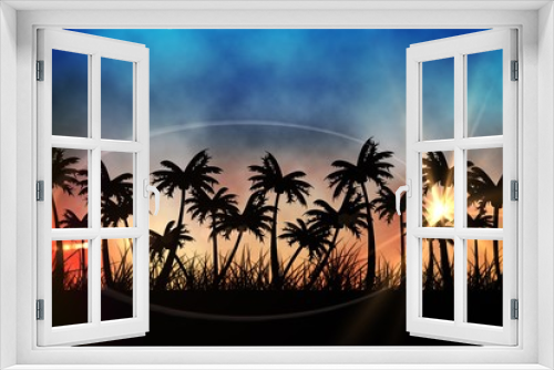 Fototapeta Naklejka Na Ścianę Okno 3D - Digitally generated palm tree background