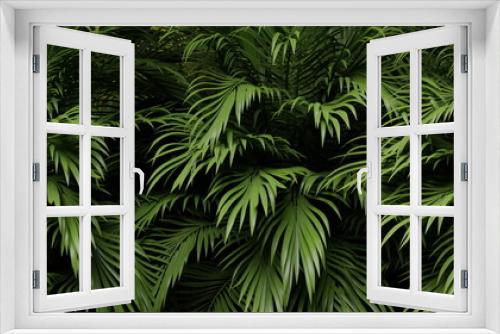 Fototapeta Naklejka Na Ścianę Okno 3D - Green leaves tropical palm tree, background. Tropical jungle. 3d render