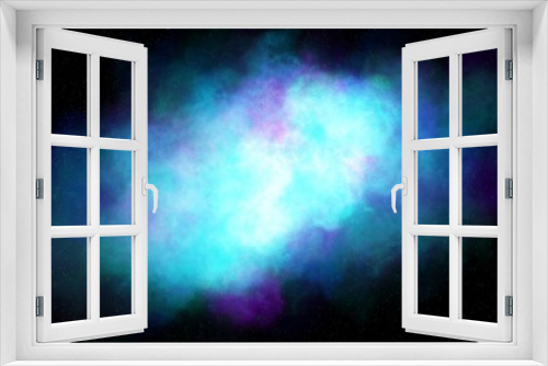 Fototapeta Naklejka Na Ścianę Okno 3D - Abstract background, Blue-violet space lights and gas smoke , Color background illustration