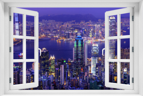 Fototapeta Naklejka Na Ścianę Okno 3D - Hong Kong Victoria Harbor at Night