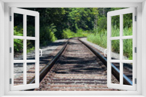 Fototapeta Naklejka Na Ścianę Okno 3D - new england railroad tracks rural area