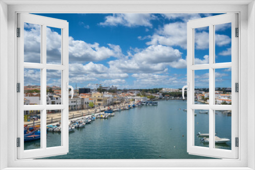 Tavira town waterfront at sunny day, Portugal.