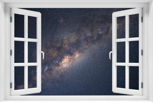 Fototapeta Naklejka Na Ścianę Okno 3D - The night sky and the Milky Way with rocky inlet