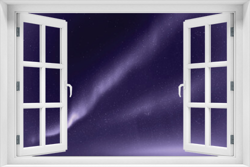Fototapeta Naklejka Na Ścianę Okno 3D - Northern lights, aurora borealis. Monochrome violet space background.