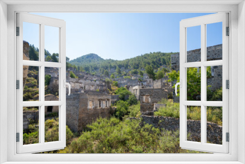 Fototapeta Naklejka Na Ścianę Okno 3D - Ancient Greek house ruins in the ghost town of Kayakoy. Kayakoy is abandoned Greek village in Fethiye district, Turkey.