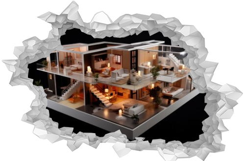 3d printed house model showcasing interior layout, created with generative ai