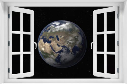 Fototapeta Naklejka Na Ścianę Okno 3D - Earth in space, planet Earth in galaxy space. 3d rendering