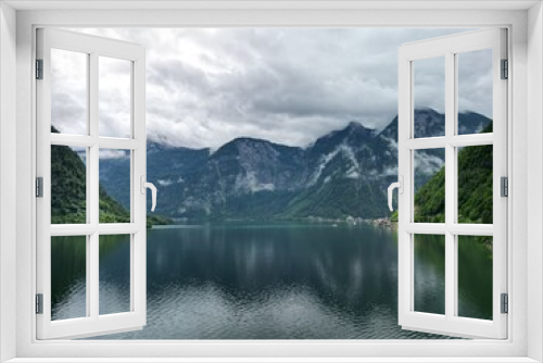 Fototapeta Naklejka Na Ścianę Okno 3D - Landscape of Hallstatt lake in Austria with cloudy sky.