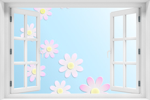Fototapeta Naklejka Na Ścianę Okno 3D - paper flowers on blue background