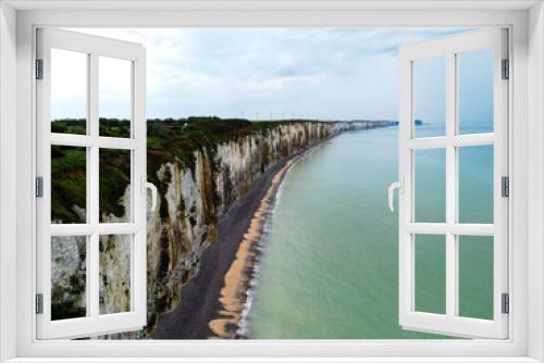 Fototapeta Naklejka Na Ścianę Okno 3D - Drone photo of cliffs and Veules-les-Roses, Normandy, France