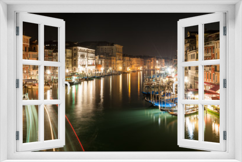 Fototapeta Naklejka Na Ścianę Okno 3D - Grand Canal à Venise la nuit, Italie