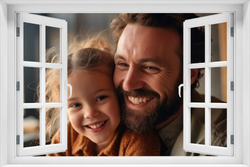 Happy Father Day. Father and daughter smiling happily. Generative AI