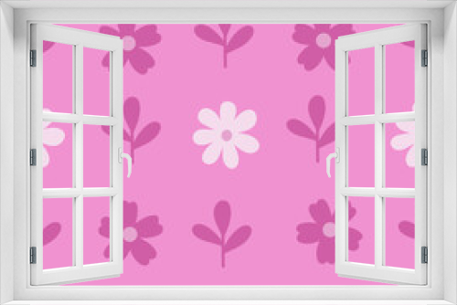 Fototapeta Naklejka Na Ścianę Okno 3D - Cute monochrome pink floral seamless pattern. Hand drawn abstract flowers on pink background. Soft botanical allover illustration